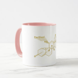 Caneca Cortisol Hormona Ouro de fórmula química estrutu