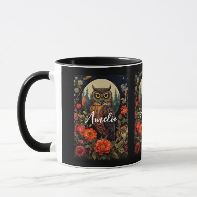 Caneca Coruja à Noite com Lua Cheia (Esquerda)