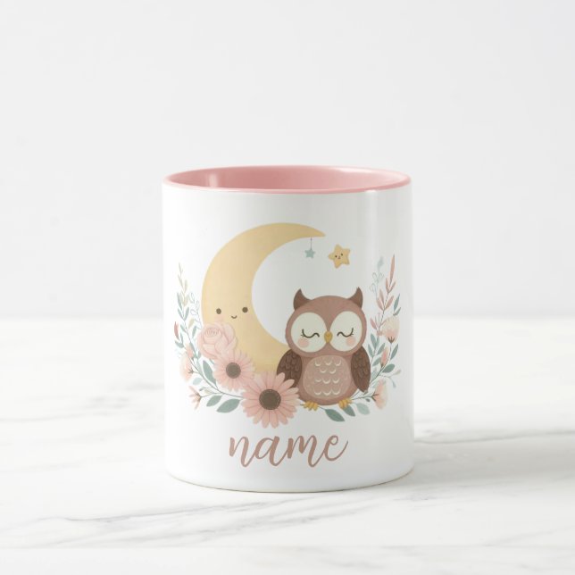 Caneca Coruja-bebê bonita com lua (Centro)