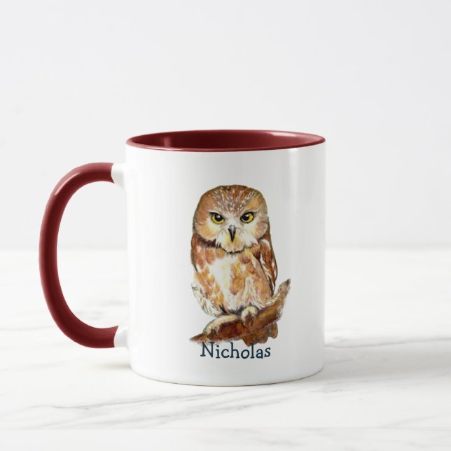 Caneca Coruja-Cama Cura Coruja Pássaro Natureza Arte Mug (Esquerda)