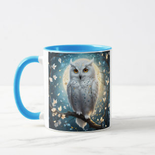 Caneca Coruja-das-neves E Lua Com Brilho,