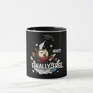 Caneca Coruja de Formatura Engraçada Finalmente Livre Car