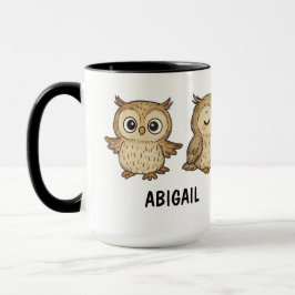 Caneca Coruja Desenhada à Mão Personalizada Fofa