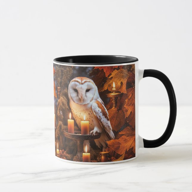 Caneca Coruja e Velas Fantasia Mística Mágica (Direita)