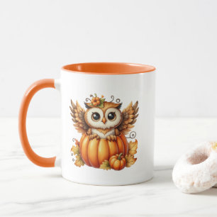 Caneca Coruja fofo de outono sazonal