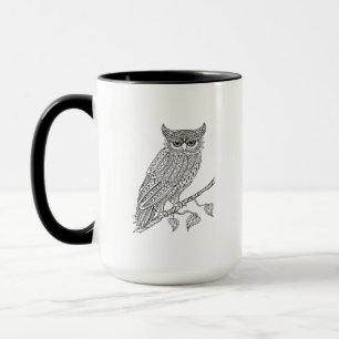 Caneca Coruja mágica inspirada que senta-se no ramo