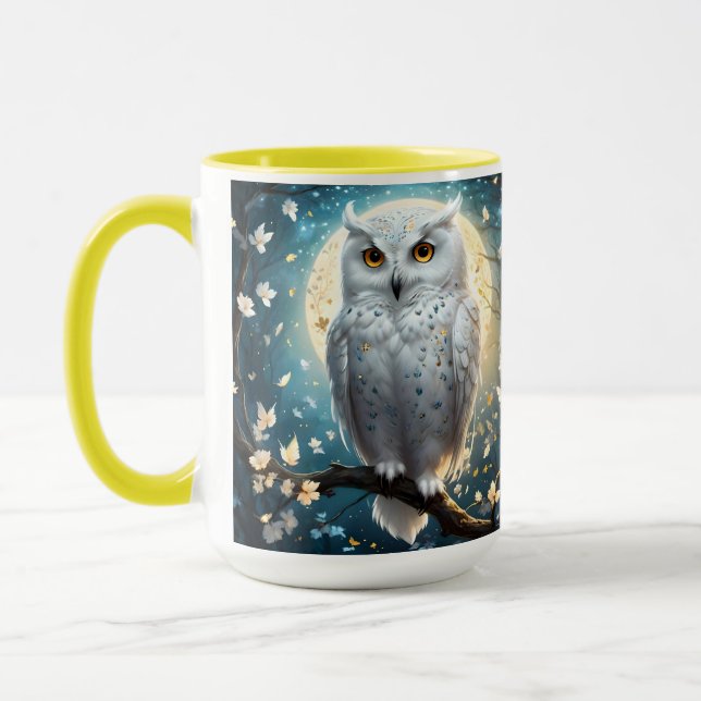 Caneca Coruja Neve E Lua Com Faísca, (Esquerda)
