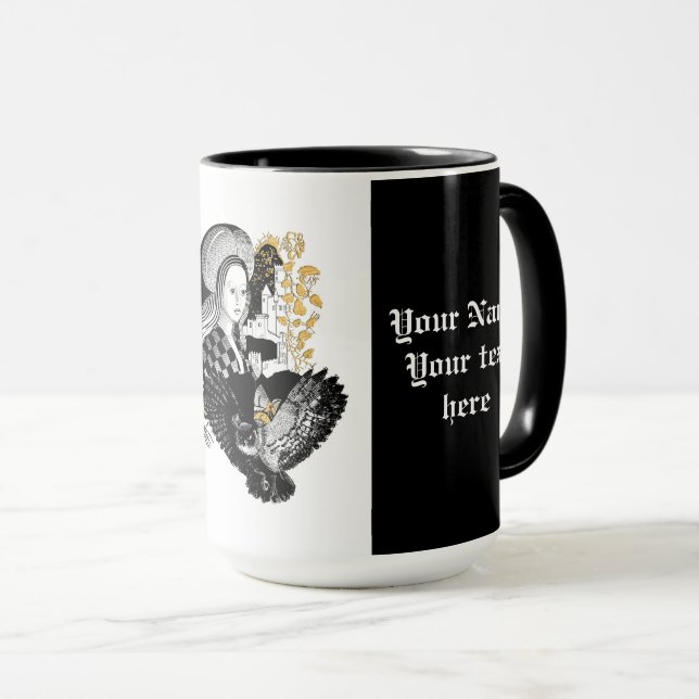 Caneca Coruja Noturna Gótica e mulher (Frente Esquerda)