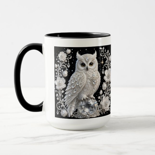Caneca Coruja Pérola Cristal Branco (Esquerda)