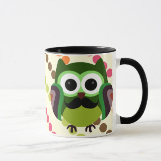 Caneca Coruja retro com bigode