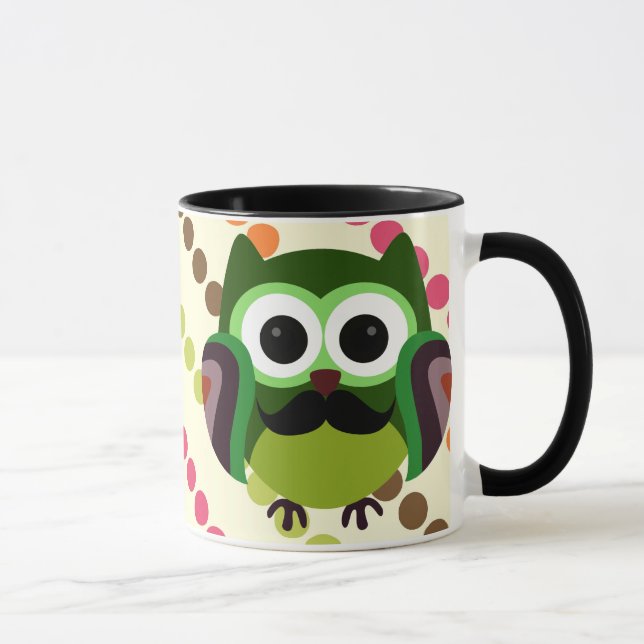 Caneca Coruja retro com bigode (Direita)