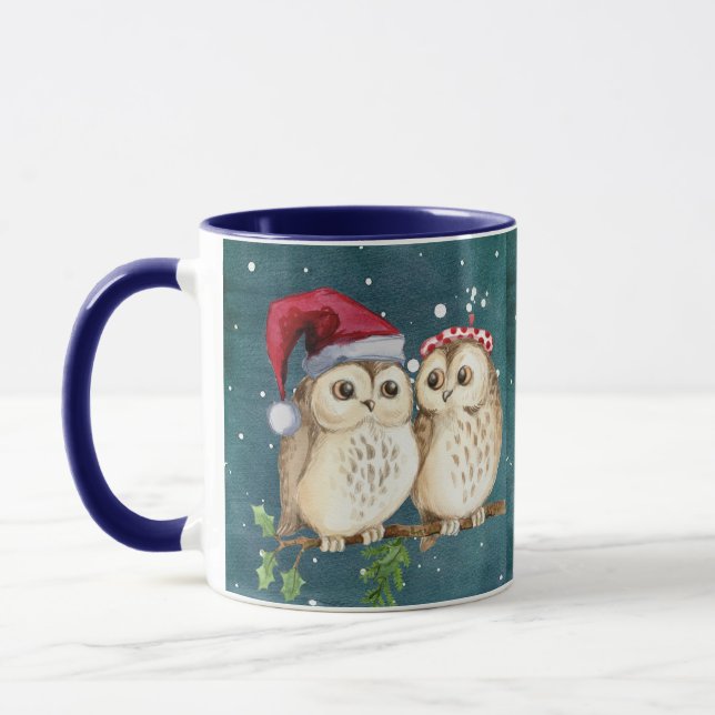Caneca coruja sábia fofa de natal vida selvagem chapéu do (Esquerda)