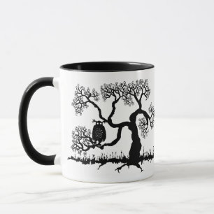 Caneca Coruja Spooky Na Árvore