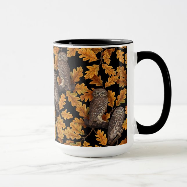 Caneca Corujas de outono em preto (Direita)