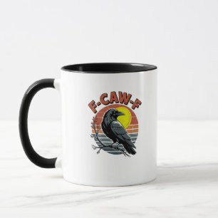 Caneca Corvo Engraçado F-Caw-F Retro Pôr do Sol Design Tr