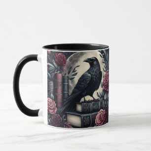 Caneca Corvo Escuro em Livros Antigos
