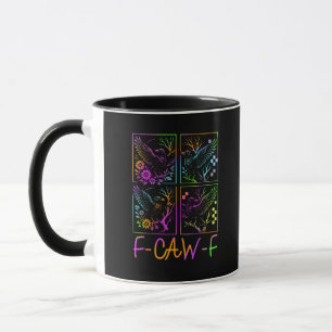 Caneca Corvo F-Caw-F Colorido Neon Gótico Pássaro Engraça
