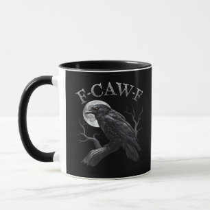 Caneca Corvo F-Caw-F Pássaro Engraçado Lua Gótico Humor A