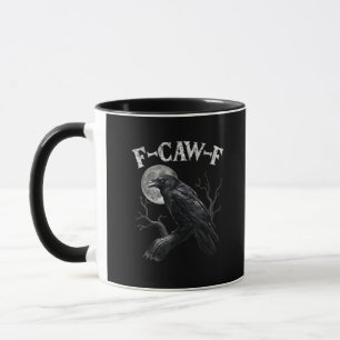 Caneca Corvo F-Caw-F Pássaro Engraçado Lua Gótico Humor A