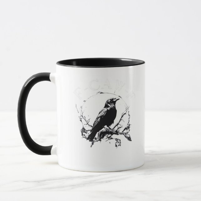 Caneca Corvo, F-Caw-F Pássaro Engraçado Moda Divertida (Esquerda)