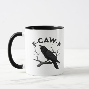 Caneca Corvo Gótico Engraçado Humor F-Caw-F Essencial Cri