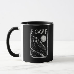 Caneca Corvo Minimal F-Caw-F – Pássaro Gótico Retrô Diver