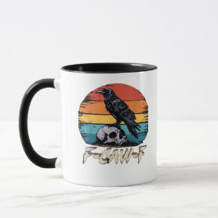 Caneca Corvo, Retro F-Caw-F Pássaro Corvo Engraçado Pássa