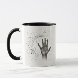 Caneca Cosmic Hand in Starry Galaxy – Surreal Spiritual S