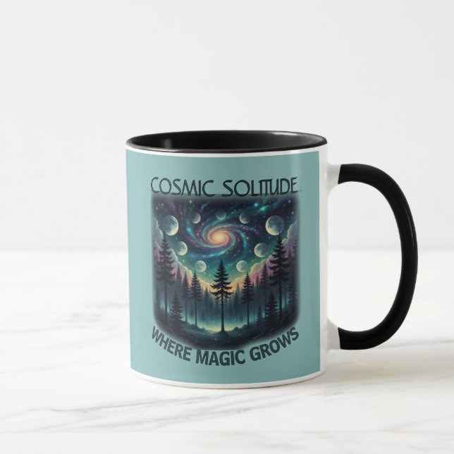 Caneca Cosmic Solitude Galaxy Forest • Moon Phases (Direita)