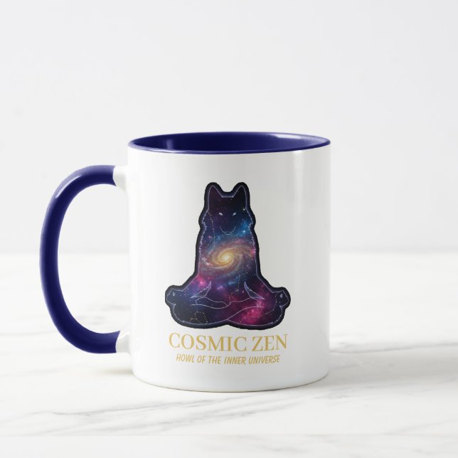 Caneca Cosmic Zen Wolf – Meditating Galaxy Spirit Animal  (Esquerda)