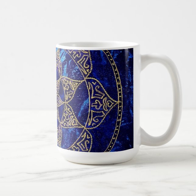 Caneca cósmica da mandala de Lotus azul (Direita)