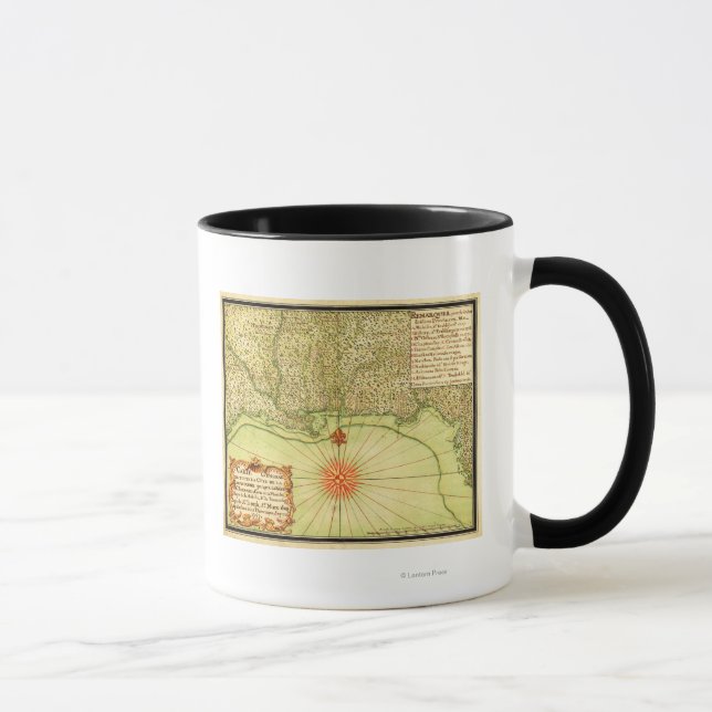 Caneca Costa do Golfo dos Estados Unidos Mapa Panorâmico (Direita)
