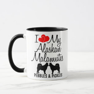 Caneca Costumado Eu Amo Meu Dois Malamutes Mug Do Alasca