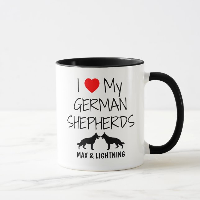Caneca Costume Adoro Meus Dois German shepherd (Direita)