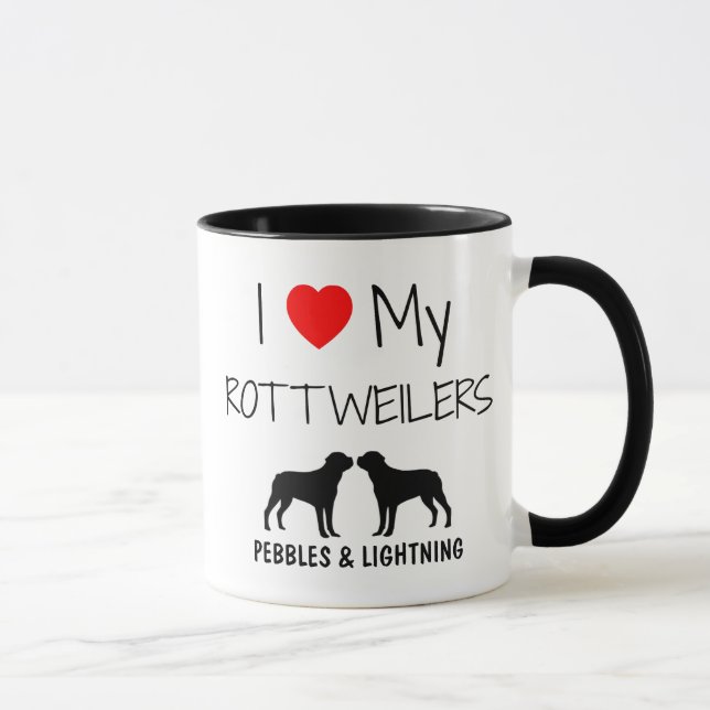 Caneca Costume Adoro Meus Dois Rottweilers (Direita)