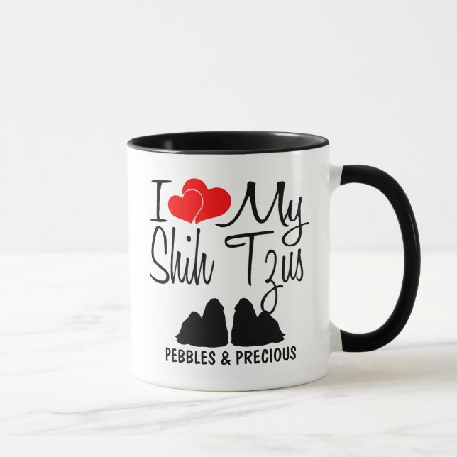 Caneca Costume Amo Meu Dois Shih Tzus Mug (Direita)