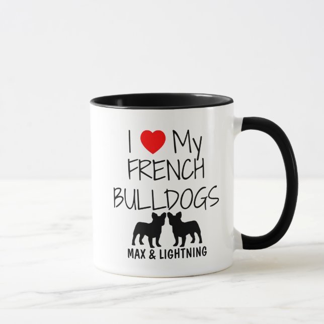 Caneca Costume Amo Meus Dois Buldogues Franceses (Direita)