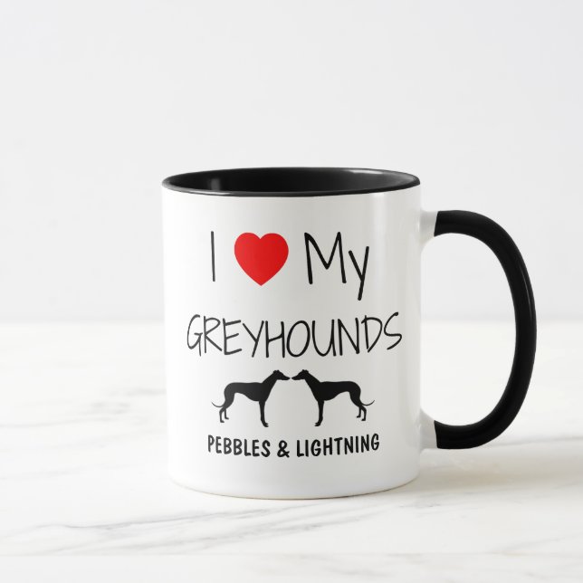 Caneca Costume Amo Meus Dois Greyhounds (Direita)