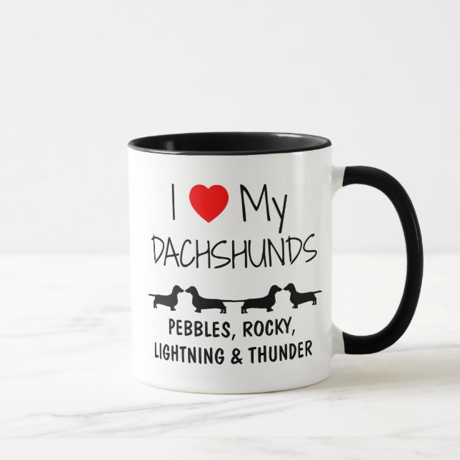 Caneca Costume Amo Meus Quatro Dachshouts (Direita)