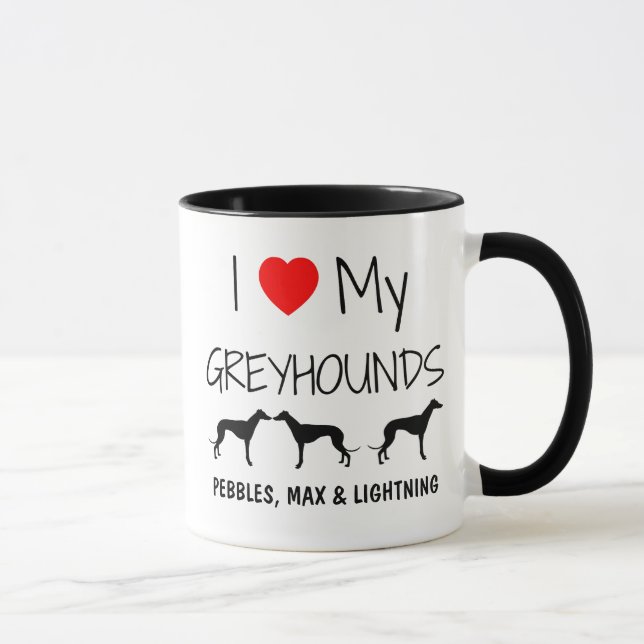 Caneca Costume Amo Os Meus Três Greyhounds (Direita)