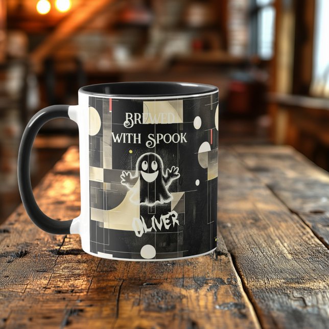 Caneca Costume de Halloween - Criado com Spook Ghost Blac (Criador carregado)