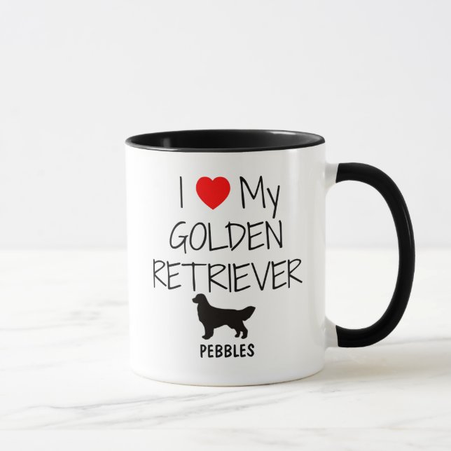 Caneca Costume Eu Amo Meu Retriever De Ouro (Direita)