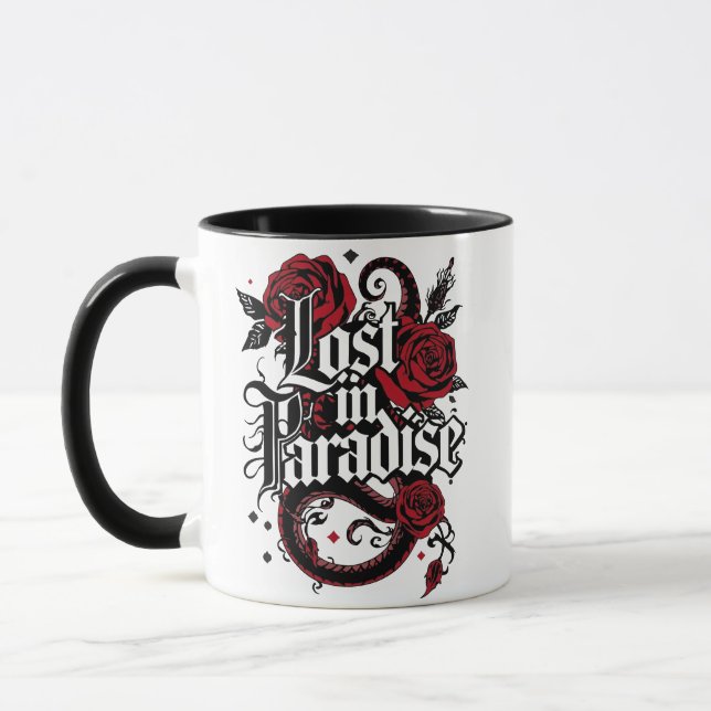 Caneca Cota Estilo de Tatuagem Romance Escuro (Esquerda)