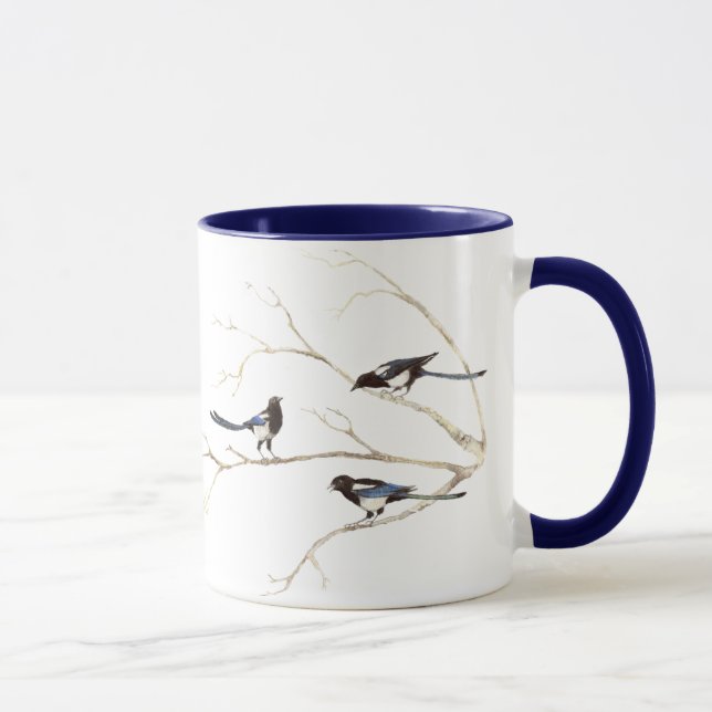 Caneca Cota Familiar com Família de Aves da Magpie Waterc (Direita)