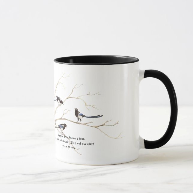 Caneca Cota Familiar com Família de Aves da Magpie Waterc (Direita)