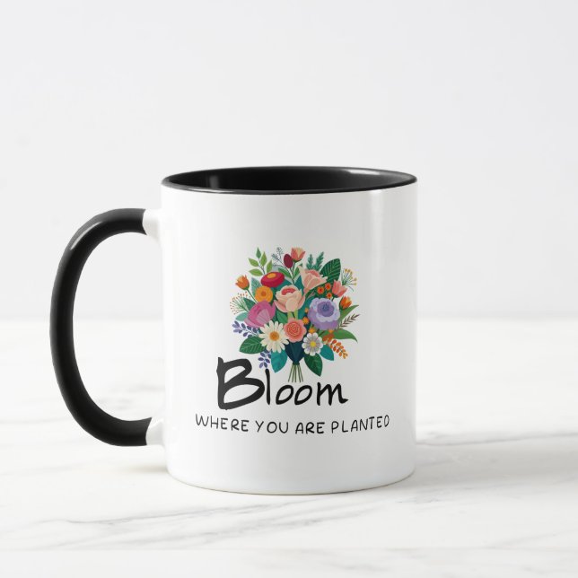 Caneca Cota inspiracional - Bloom onde você está plantado (Esquerda)