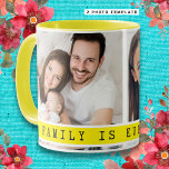 Caneca Cota Simples da Família de Colagem de Fotos - Amar<br><div class="desc">Design suas próprias canecas personalizadas com fotos da família para torná-las uma única guarnição." A família é tudo que a tipografia faz.</div>