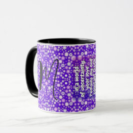 Caneca Cotas e Monograma Irmã | Floral Roxo Especial
