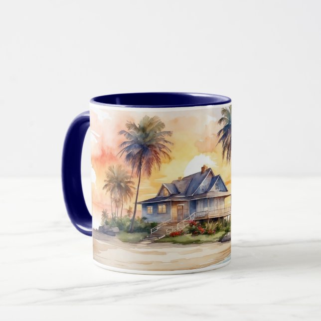 Caneca Cotoveleira, praia e mugete de algodão (Frente Esquerda)