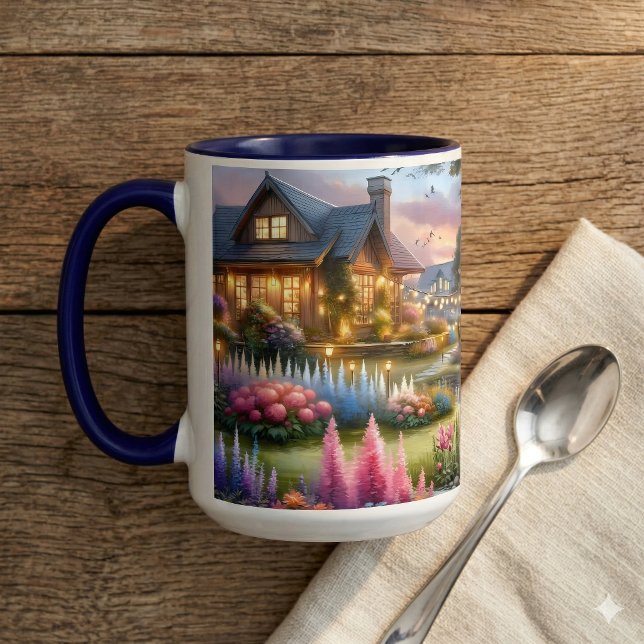 Caneca Cottage Garden Stream at Sunset (Cottage Garden Stream at Sunset Mug)